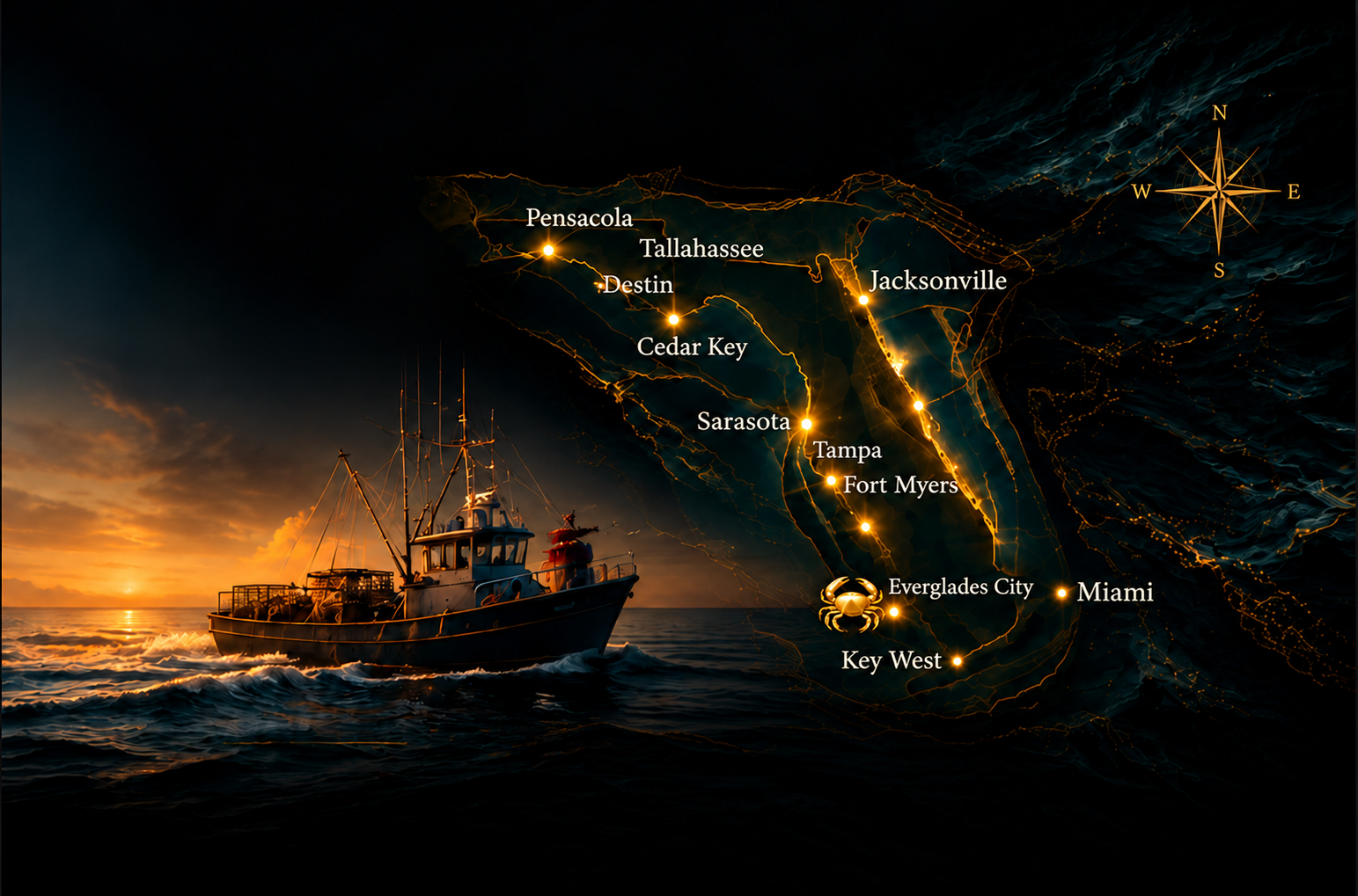 Map of Florida stone crab harvest regions